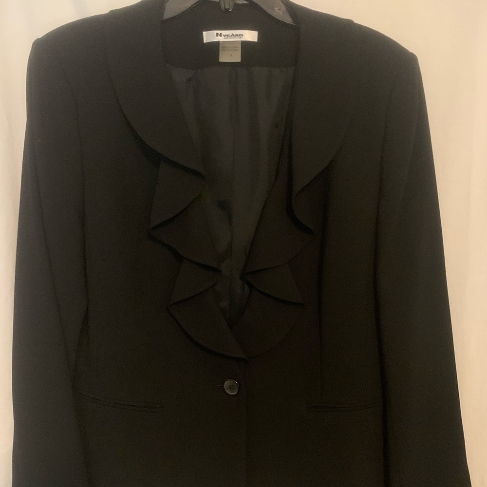 Black Nyguard Blazer with ruffle lapel